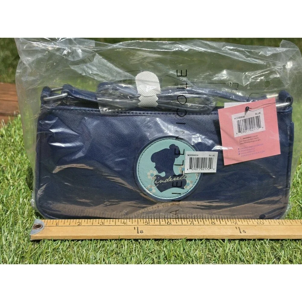Danielle Nicole Disney Cinderella Baguette Shoulder Bag Blue NWT 11.5x5